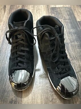 Adidas Shoes Adidas Black High-Top
Sneakers With Silver Toe Black/Silver Size 10